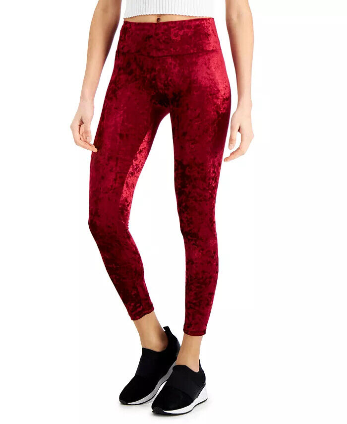 INC International Concepts Women's Crushed Velvet Leggings, WINE, 3XL